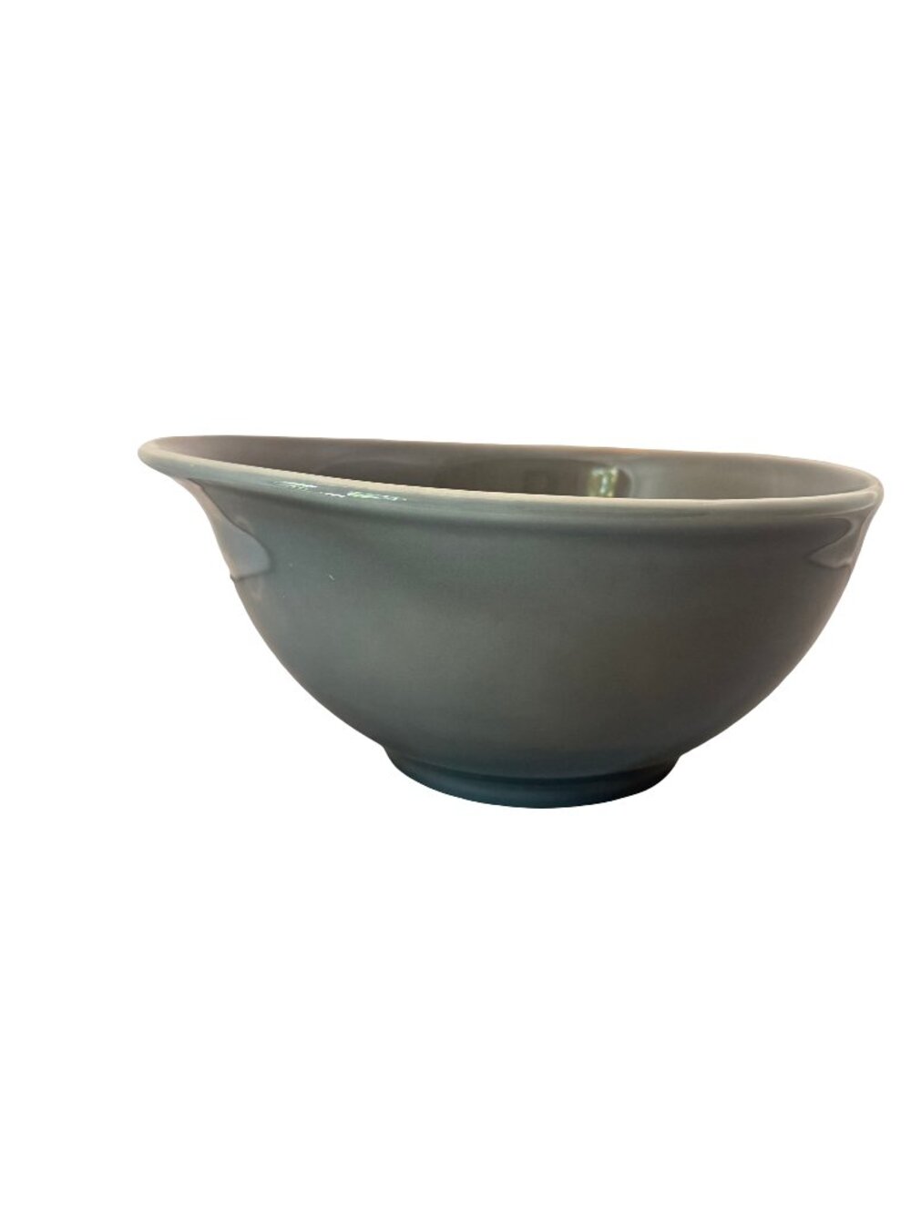 Williams Sonoma Gray Oval Ceramic Batter Bowl Pouring Spout Stoneware Prep